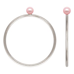 3mm Rosaline Crystal Simulated Pearl Stack Ring Size 5