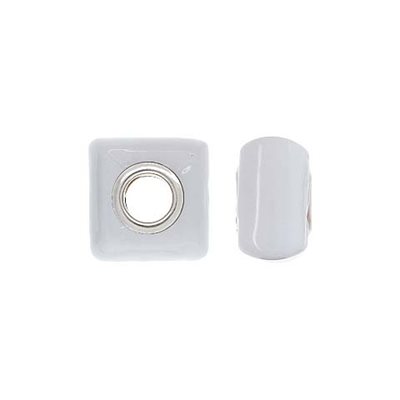 12x8mm White Square Glass Bead 4.7mm Hole 12x8mm White Square Glass Bead 4.7mm Hole
