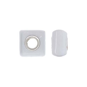 12x8mm White Square Glass Bead 4.7mm Hole