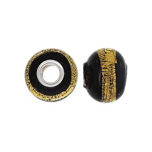 14x10mm Gold Galaxy Glass Bead 4.7mm Hole