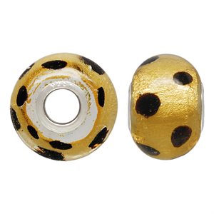 14x10mm Gold&Brown Swirl Glass Bd 4.7mm Hole