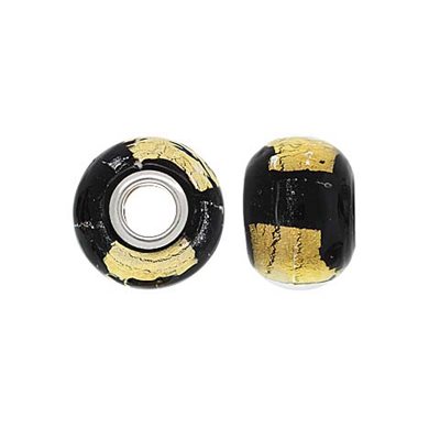 14x10mm Gold Finestra Glass Bead 4.7mm Hole 14x10mm Gold Finestra Glass Bead 4.7mm Hole
