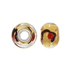 14x10mm Gold Bleeding Glass Bead 4.7mm Hole