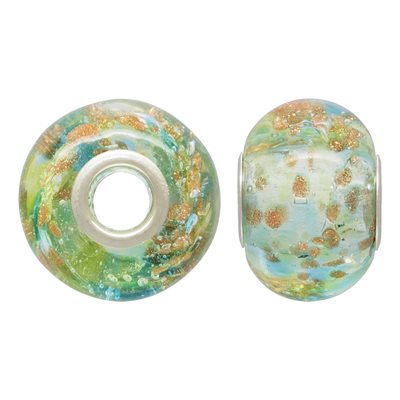 14x10mm Primavera Grn / Coppr Glass 4.7mm Hole 14x10mm Primavera Grn / Coppr Glass 4.7mm Hole