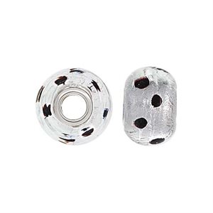 14x10mm Silver Leopard Glass Bead 4.7mm Hole