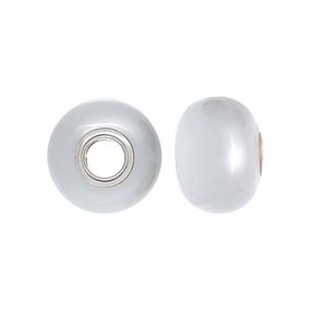 14x10mm White Glass Bead 4.7mm Hole