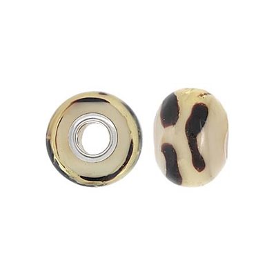 14x10mm Zebra Print Glass Bead 4.7mm Hole 14x10mm Zebra Print Glass Bead 4.7mm Hole