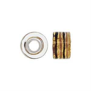 12x8mm Gold&Brown Glass Wheel Bd 4.7mm Hole
