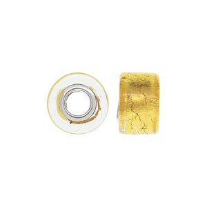 12x8mm Gold Glass Wheel Bead 4.7mm Hole
