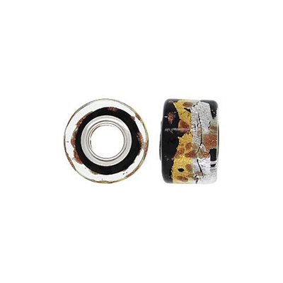 12x8mm Sil / Blk / Gld Glass Wheel Bd 4.7mm Hole 12x8mm Sil / Blk / Gld Glass Wheel Bd 4.7mm Hole