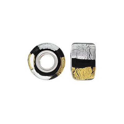 12x8mm Silver&Gold Glass Wheel Bd 4.7mm Hole