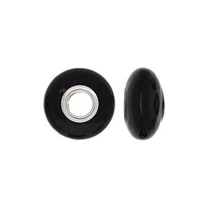 14x7mm Black Glass Bead 4.7mm Hole