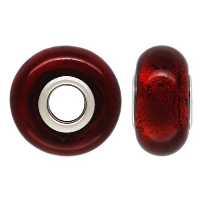 14x7mm Gold & Red Glass Bead 4.7mm Hole