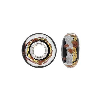 14x7mm Silver / Black / Gold Glass Bd 4.7mm Hole 14x7mm Silver / Black / Gold Glass Bd 4.7mm Hole
