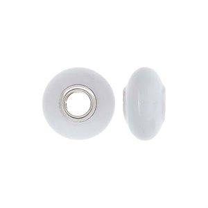 14x7mm White Glass Bead 4.7mm Hole