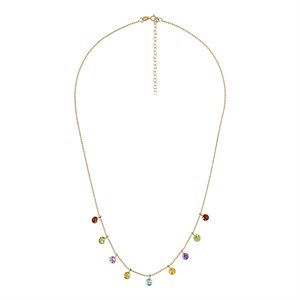 16" 4.0mm Multi Gemstone Drop Necklace w / 2" Ext