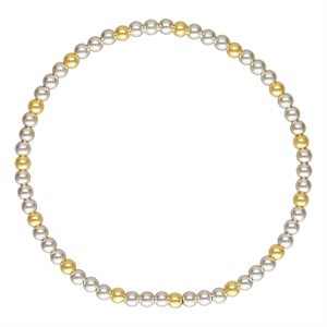 6.5" 3.0mm Silver and Yellow GF Beaded Stretchy Bracelet