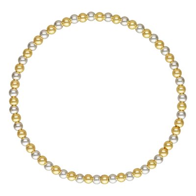 6.5" 3.0mm Silver and Yellow GF Beaded Stretchy Bracelet 6.5" 3.0mm Silver and Yellow GF Beaded Stretchy Bracelet