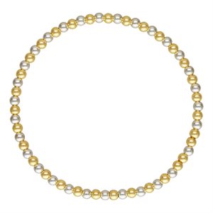 6.5" 3.0mm Silver and Yellow GF Beaded Stretchy Bracelet