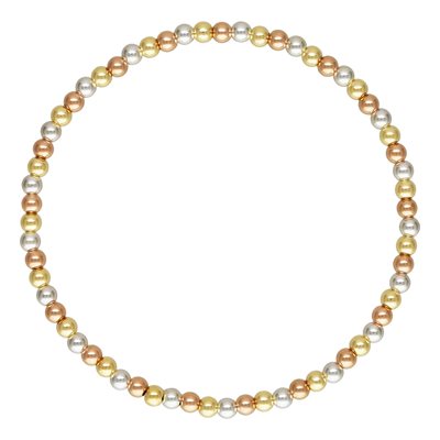 6.5" 3.0mm Silver and Yellow / Rose GF Beaded Stretchy Bracelet 6.5" 3.0mm Silver and Yellow / Rose GF Beaded Stretchy Bracelet