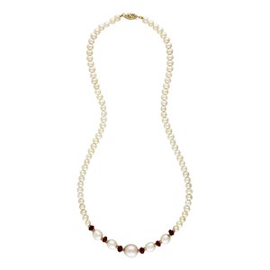 18" Multi Pearl w / Faceted Garnet Beads