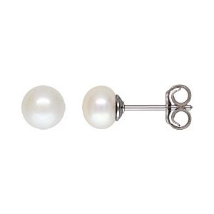 5-6mm White Button Pearl Post Earring RH