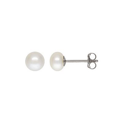 5-6mm White Button Pearl Post Earring RH