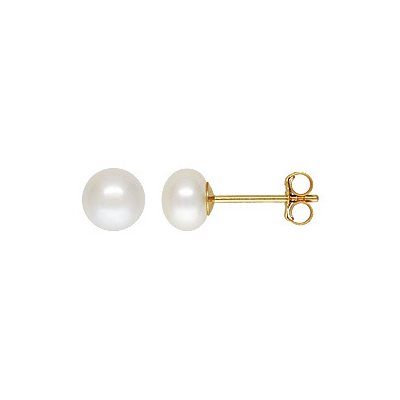 5-6mm White Button Pearl Post Earring