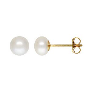 5-6mm White Button Pearl Post Earring