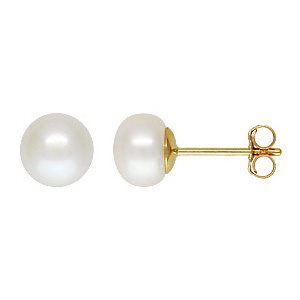 6-7mm White Button Pearl Post Earring