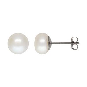 7-8mm White Button Pearl Post Earring RH