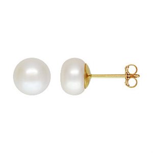 7-8mm White Button Pearl Post Earring