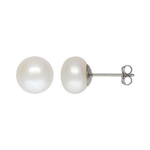 8-9mm White Button Pearl Post Earring RH
