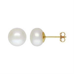 8-9mm White Button Pearl Post Earring