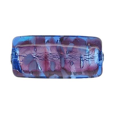 26x12x7 Silver w / Bl&Purple Glass Oblong Bead 26x12x7 Silver w / Bl&Purple Glass Oblong Bead
