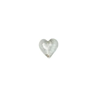 14mm Silver & Glass Heart Bead