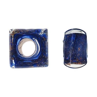 12x8mm Midnight Blue Glass Square Bd 5mm Hole