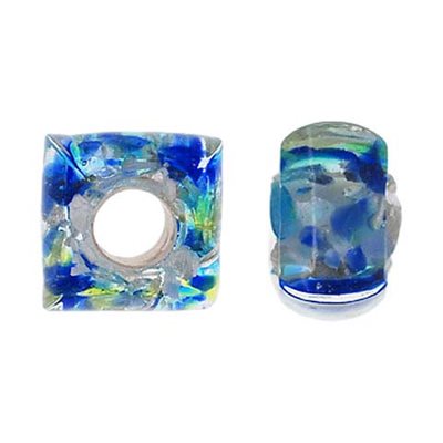 12x8mm Oceanic Glass Square Bead 5mm Hole
