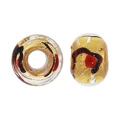 14x10mm Gold Bleeding Glass Bead 5mm Hole