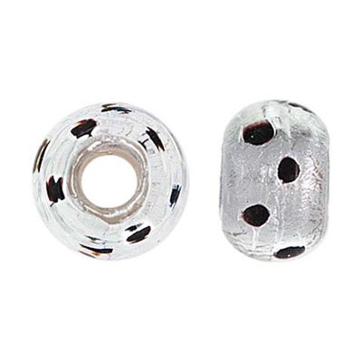 14x10mm Silver & Leopard Glass Bead 5mm Hole