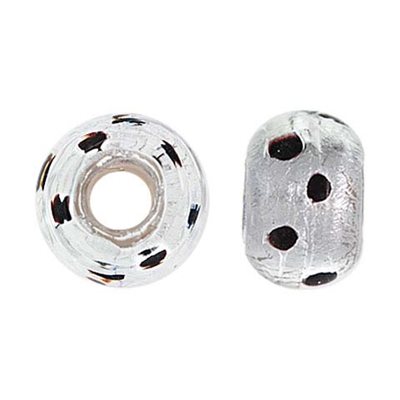 14x10mm Silver & Leopard Glass Bead 5mm Hole 14x10mm Silver & Leopard Glass Bead 5mm Hole