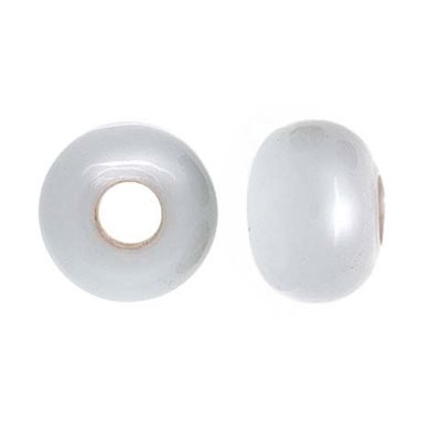 14x10mm White Glass Bead 5mm Hole