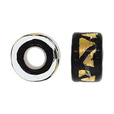 12x8 Gold & Black Glass Wheel 5mm Hole 12x8 Gold & Black Glass Wheel 5mm Hole