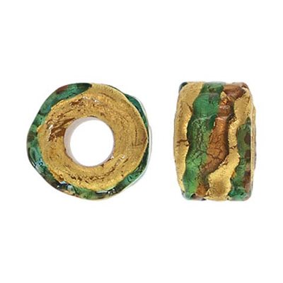 12x8 Gold & Green Glass Wheel 5mm Hole