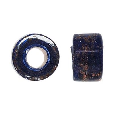 12x8mm Blue Spotted Glass Wheel 5mm Hole