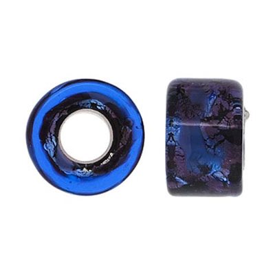12x8mm Silver / Blue / Prple Glass Wheel 5mm Hole