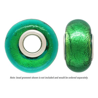 14x7mm Gold & Green Glass Bead 5mm Hole