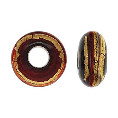 14x7mm Gold Stripe & Red Glass Bead 5mm Hole 14x7mm Gold Stripe & Red Glass Bead 5mm Hole