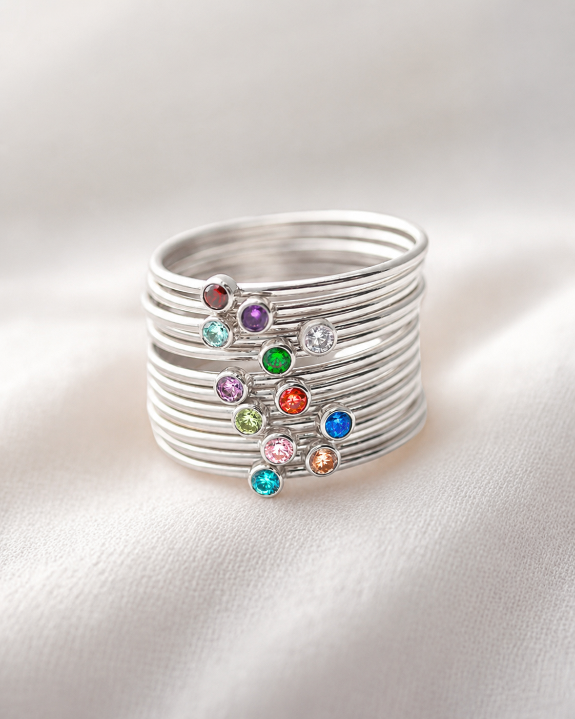 2mm White 3A CZ Stacking Ring Size 8 AT