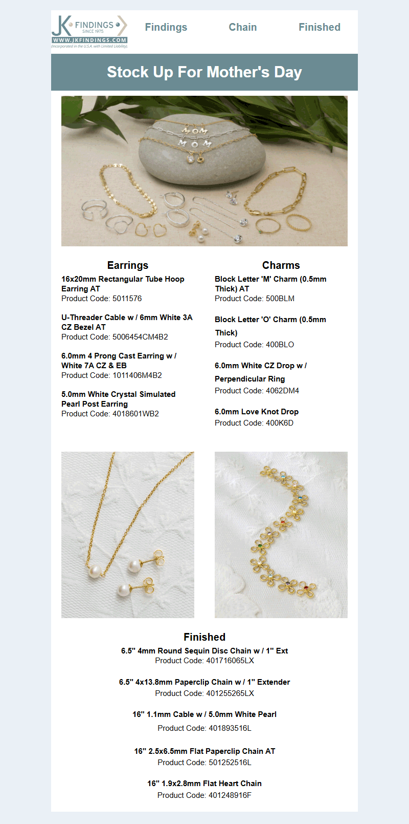 Stock Up for Mother's Day with JK Findings! 